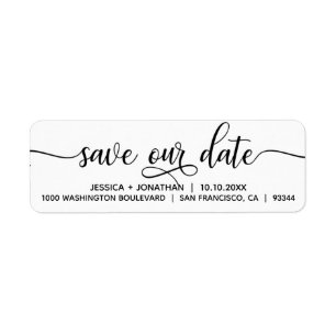 White Black RETTE UNSERE DATUM Hochzeit Rücksendea