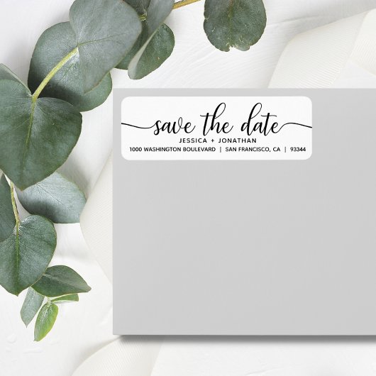 White Black SAVE THE DATE Wedding Rücksendeadresse
