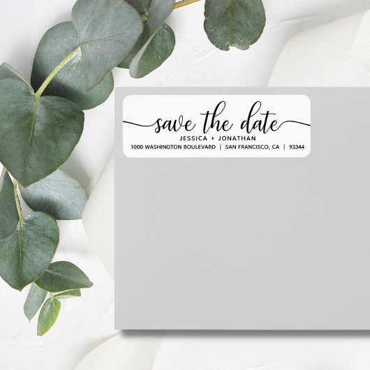 White Black SAVE THE DATE Wedding Rücksendeadresse
