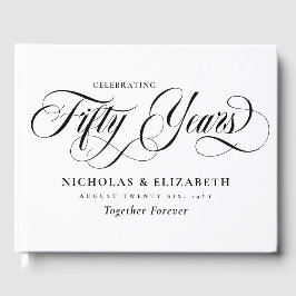 White Black Script 50. Hochzeitstag Gästebuch