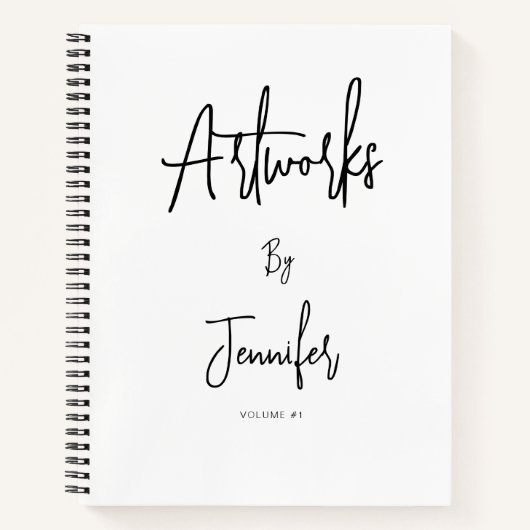 White Black Script Name Artwork Sketchbook  Notizblock (Vorderseite)
