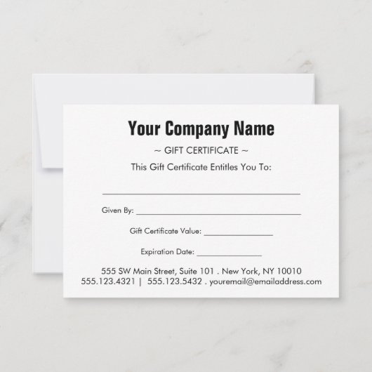 White Black Simple Border Gipping Card (Rückseite)