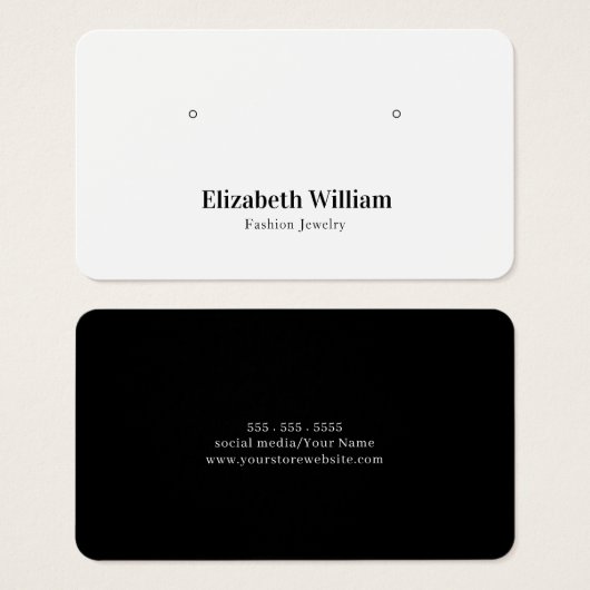 White Black Simple Elegant Earring Display Card (Vorne & Hinten)