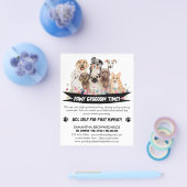 White Black Simple Floral Illustriert Dog Groomer Flyer (Einzeln)