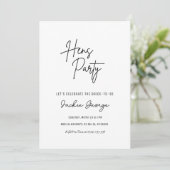 White Black Simple Hens Party Einladung (Stehend Vorderseite)