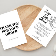 White Black Snap Tag Share Business Thank You Card