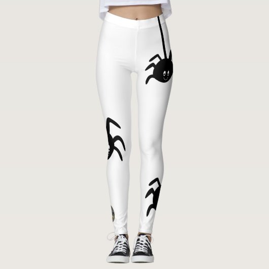WHITE BLACK SPIDER HALLOWEWEESS BUSINESS LOGO CUST LEGGINGS (Vorderseite)