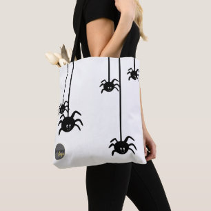 WHITE BLACK SPIDER HALLOWEWEESS BUSINESS LOGO CUST TASCHE