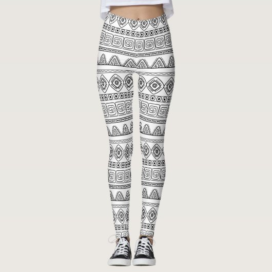 white&black stammes aztec pattern leggings (Vorderseite)