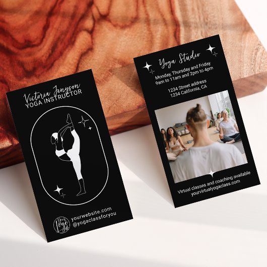 White Black Star Yoga Dozent Lehrer Visitenkarte
