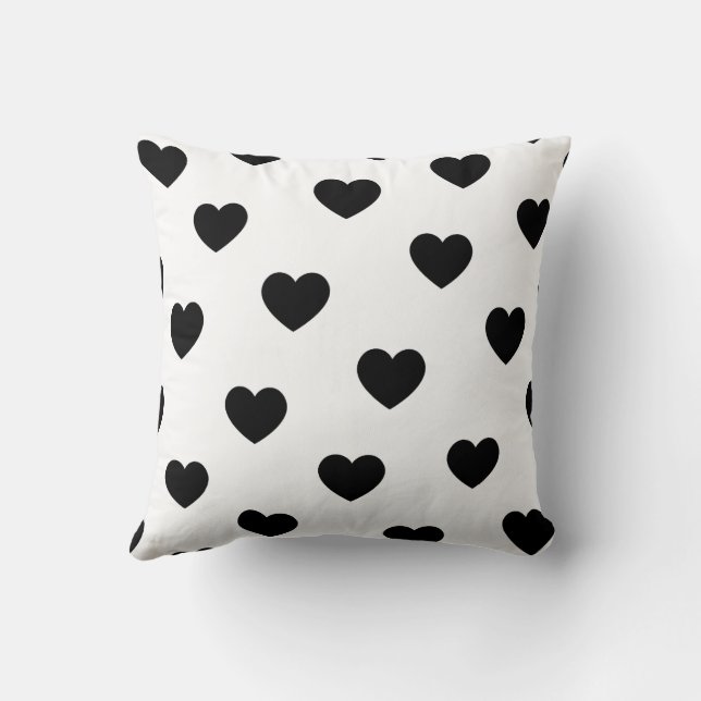 White Black Sweet Cosy Modern Romantic Chic Herz Kissen (Rückseite)