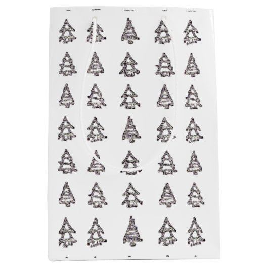 White & Black Tree Geschenktasche Mittlere Geschenktüte (Vorderseite)