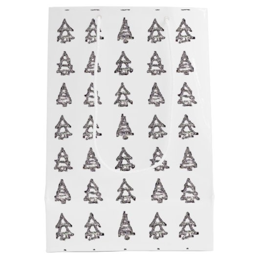 White & Black Tree Geschenktasche Mittlere Geschenktüte (Rückseite)