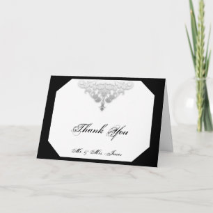 White Black und Silver Damask Vielen Dank Dankeskarte