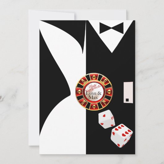 White Black Vegas Neujahr Hochzeitsempfang Einladung (Vorderseite)