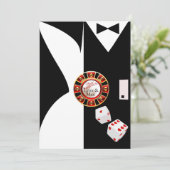 White Black Vegas Neujahr Hochzeitsempfang Einladung (Stehend Vorderseite)
