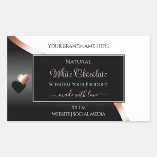 White Black Wavy Rose Gold Hearts Produktkennzeich Rechteckiger Aufkleber