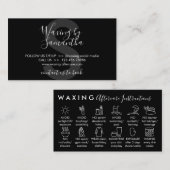 White Black Waxing Nachsorge zwölf Ratschläge Visitenkarte (Vorne/Hinten)