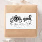 White & Black Wedding Horse & Carriage Label (Insitu)