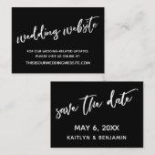 White & Black Wedding Website & Card Visitenkarte (Vorne/Hinten)