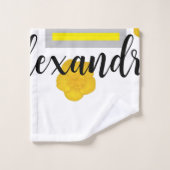 White & Black With Yellow Wildflower Photo Badhandtuch Set (Waschlappen)