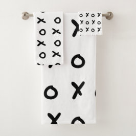 White & Black X O XO X&O's Trendy Niedlich Badhandtuch Set