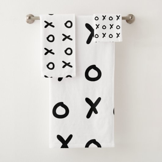 White & Black X O XO X&O's Trendy Niedlich Badhandtuch Set (Insitu)