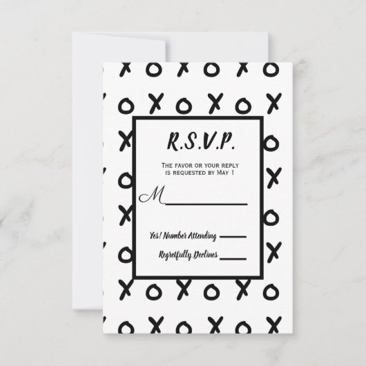 White & Black X O XO X&O's trendy UAWG Replik RSVP Karte (Vorderseite)