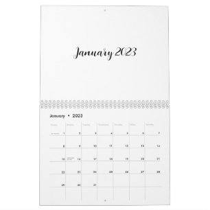 White Blank Calendar 2023 mit Skripttext Kalender