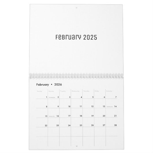 White Blank Calendar Kalender (Feb 2026)