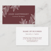 White Blätter & Marsala Therapist Visitenkarte (Vorne/Hinten)