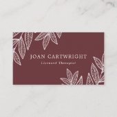 White Blätter & Marsala Therapist Visitenkarte (Vorderseite)