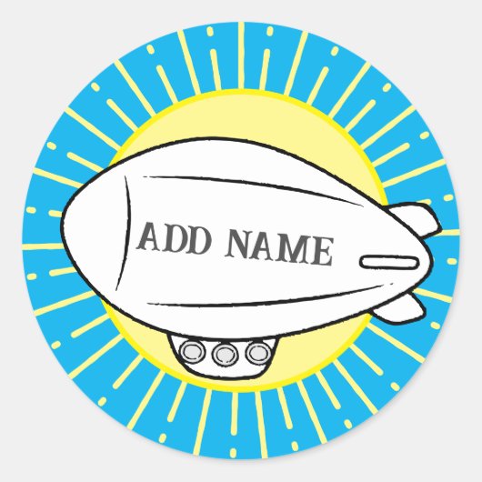 White Blimp Balloon Custom Runder Aufkleber (Vorderseite)