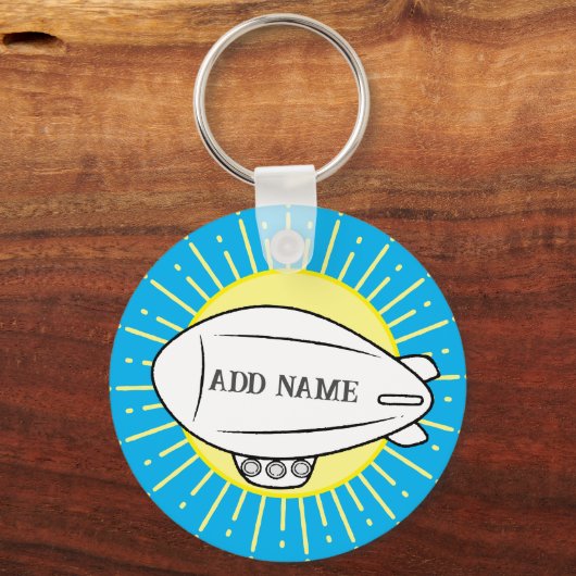 White Blimp Balloon Custom Schlüsselanhänger (Vorderseite)