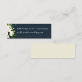 White Bloom Floral Wedding Website RSVP Cards Navy Mini Visitenkarte (Vorne/Hinten)