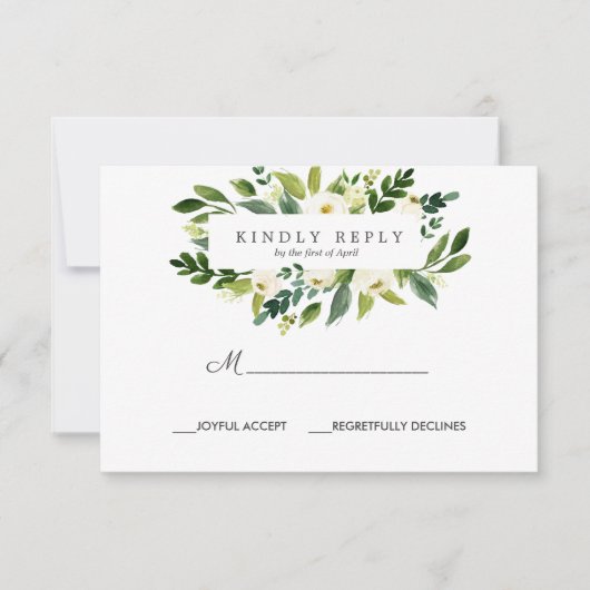 White Bloom Rahmen Hochzeitsreaktion UAWG RSVP Karte (Vorderseite)