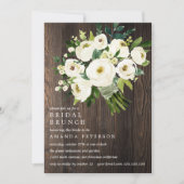 White Bloom Wood Bouquet Wedding Bridal Brunch Einladung (Vorderseite)