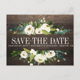 White Bloom wood Floral WEDDING speichern Sie das  Ankündigungspostkarte