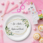 White Blooming Floral Handwriting Liebe und Danke Pappteller (Party)