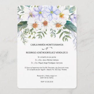 White Blooms Spanish Hochzeitseinladung Einladung