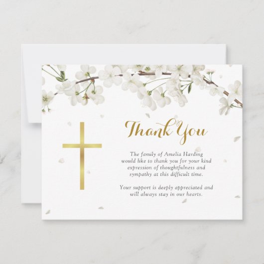 White Blossom Beerdigung Christlich Dankeskarte (Vorderseite)