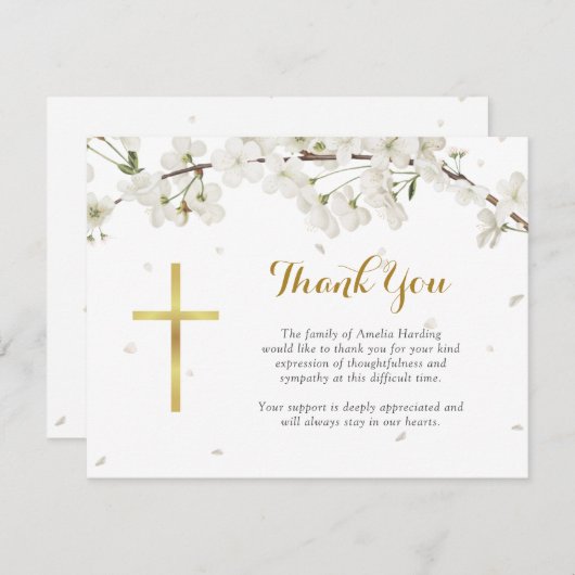 White Blossom Beerdigung Christlich Dankeskarte (Vorne/Hinten)