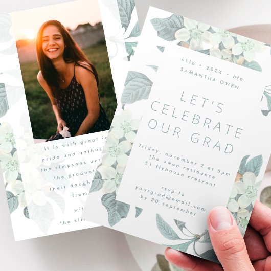 White Blossom Blume Foto University Grad Einladung