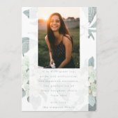 White Blossom Blume Foto University Grad Einladung (Rückseite)