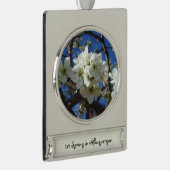 White Blossom Cluster Frühlingsblühende Birnbaum Banner-Ornament Silber (Rechts)