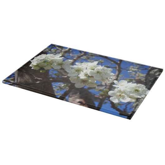 White Blossom Cluster Frühlingsblühende Birnbaum Schneidebrett (Ecke)