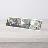 White Blossom Cluster Frühlingsblühende Birnbaum Schreibtischnamensplakette (Vorderseite )