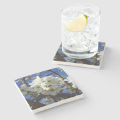 White Blossom Cluster Frühlingsblühende Birnbaum Steinuntersetzer (Seitenansicht)