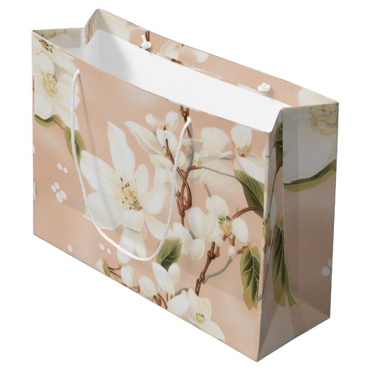 "White Blossom Gift Bag" Große Geschenktüte (Vorderseite Schrägansicht)