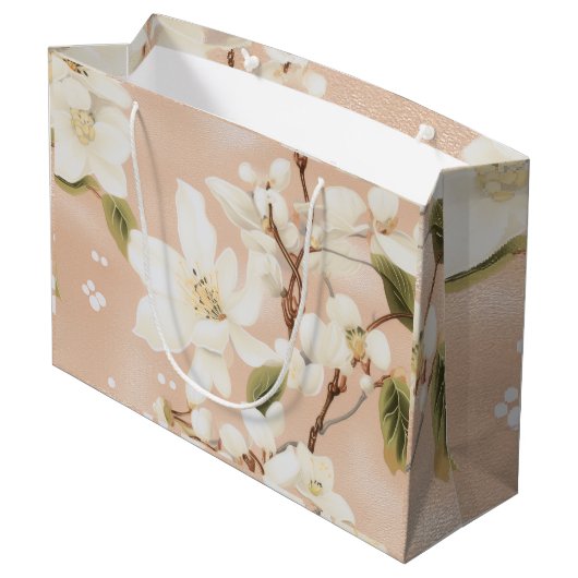 "White Blossom Gift Bag" Große Geschenktüte (Rückseite Schrägansicht)